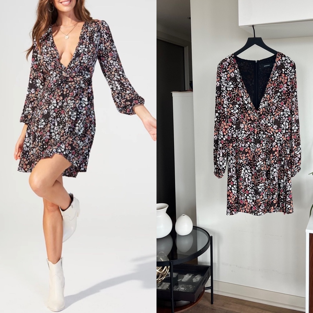 MINKPINK Garden Secrets Mini
Black Pink Ruffled Tiered Long Sleeve Sundress Sz M